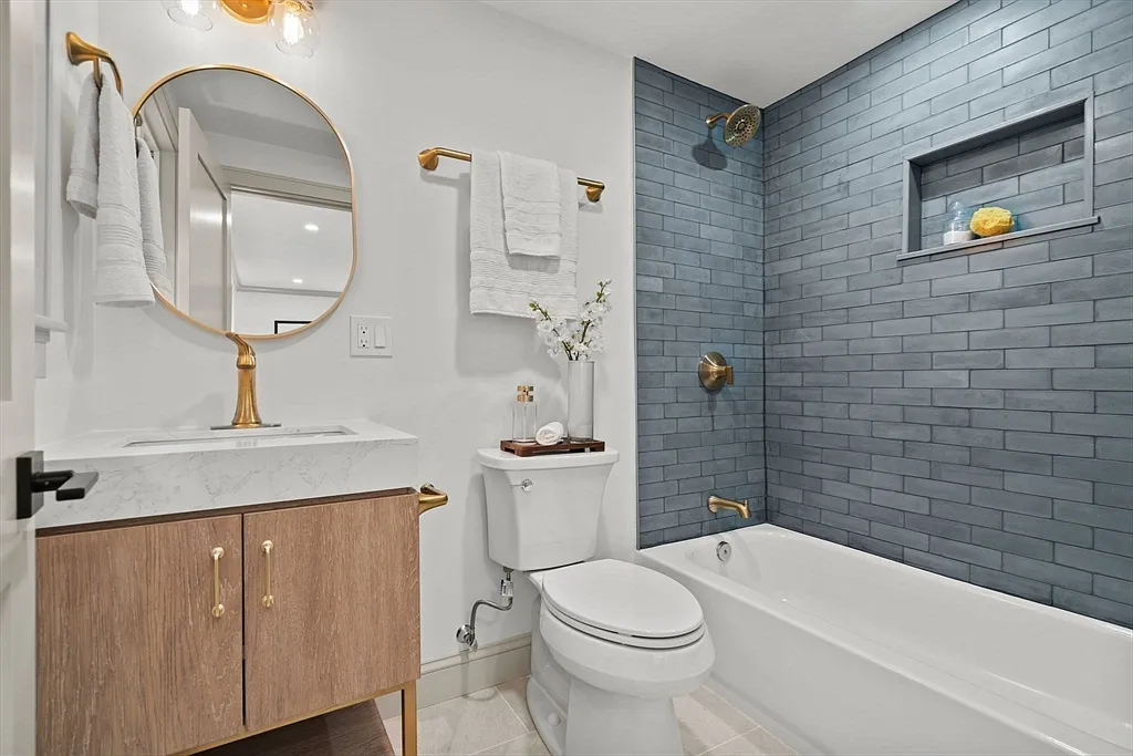 Bathroom remodel, blue tile