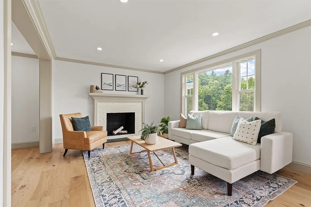 Living room, fireplace renovation